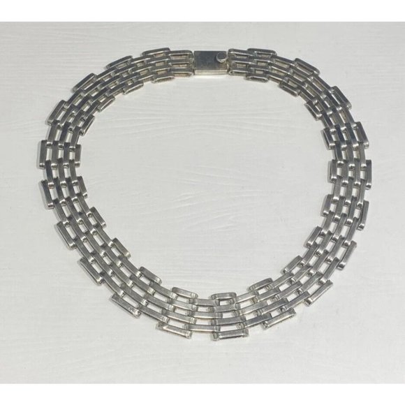 Vintage Sterling Silver Heavy Choker Necklace 103.8 Grams 16" Long